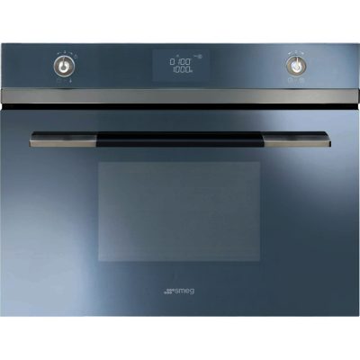 Smeg Linea Compact SF4120MCS 45cm Height Built In Combination Multifunction Microwave in Silver Glass Smeg Linea Compact SF4120MCS 45cm Height Built In Combination Multifunction Microwave in Silver Glass